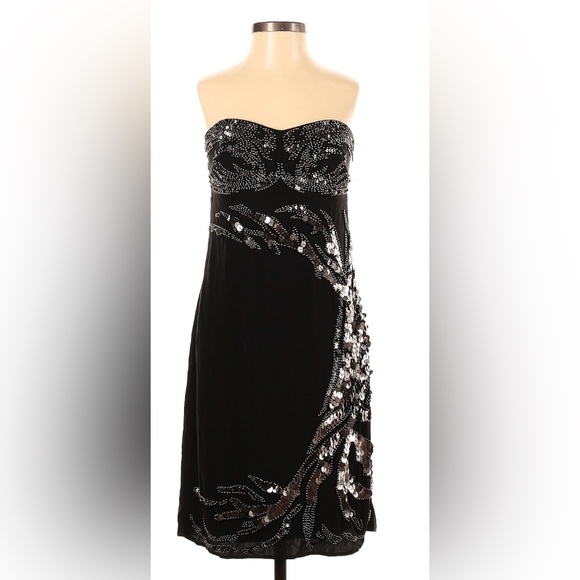 NWT Sheri Bodell silk sequined strapless dress - Picture 1 of 10